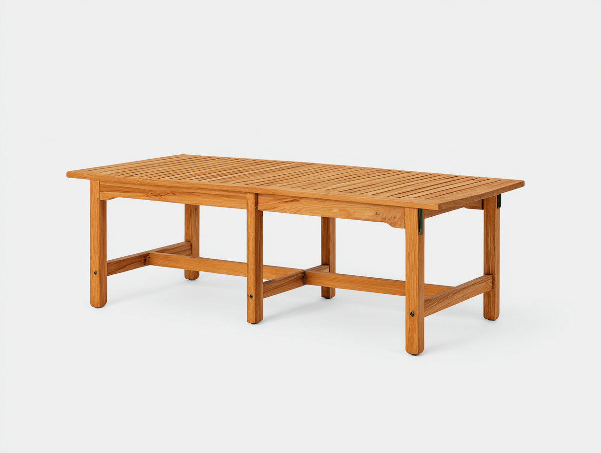 Tavolo da giardino - Legno - 220x100x76 cm - Marrone caldo - Stile rustico strutturato