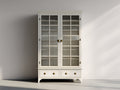 Librerie - Legno lavorato-Vetro-Metallo - 106 x 44 x 195 cm - Bianco crema-Oro - Stile classico
