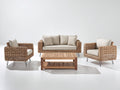 Divani da esterno-Rattan-Tessuto-Legno-Metallo-180x75x75 cm-Beige-Marrone-Stile naturale moderno
