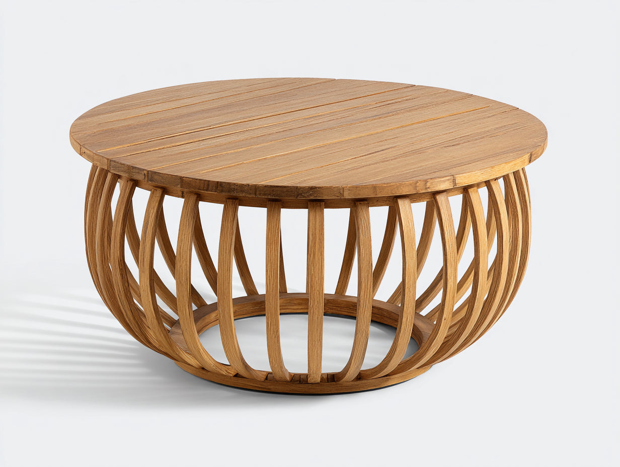 Tavolo da giardino-Legno-126x126x52 cm-Marrone miele-Stile organico aperto