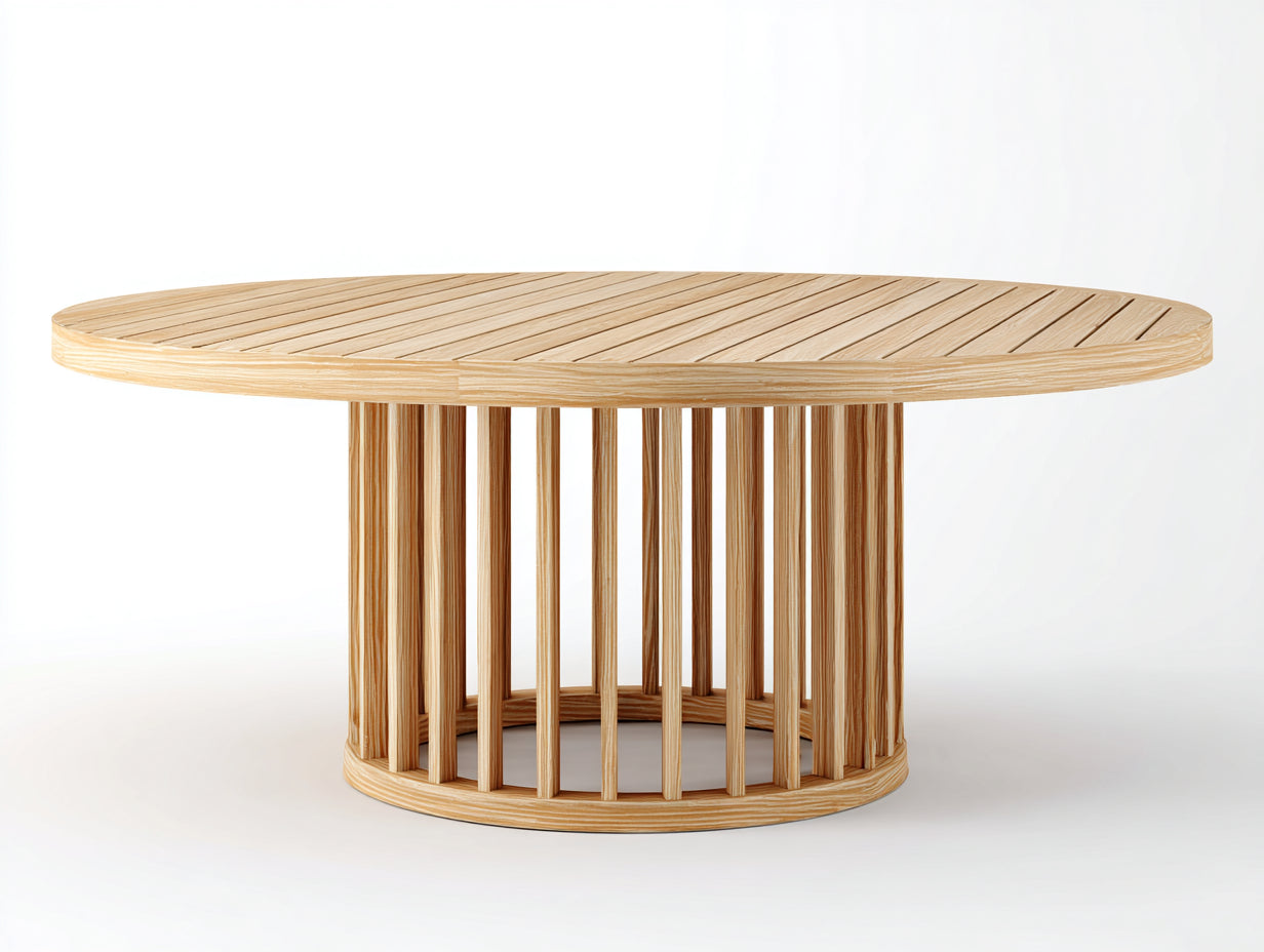 Tavolo da giardino - Legno - 146x146x76 cm - Naturale chiaro - Stile moderno scultoreo