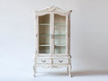 Librerie - Legno lavorato-Vetro-Metallo - 105 x 45 x 190 cm - Bianco crema-Marrone chiaro - Stile barocco