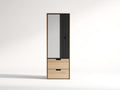 Armadio - Legno ingegnerizzato - Vetro - Metallo - 68x45x192 cm - Rovere chiaro-Nero - Stile moderno