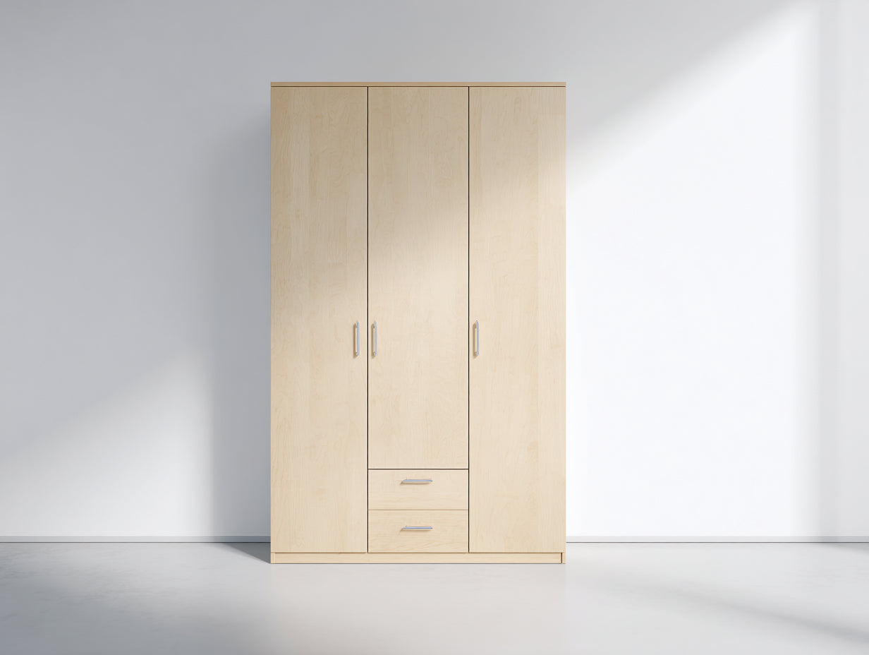 Armadio - Legno ingegnerizzato - Metallo - 160x58x200 cm - Rovere chiaro - Stile moderno