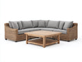 Divani da esterno-Rattan-Tessuto-Legno-220x220x75 cm-Grigio-Marrone-Stile naturale moderno
