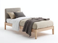 Letto singolo - Legno Tessuto - 210 x 110 x 105 cm - Rovere chiaro-Beige-Grigio - Design moderno