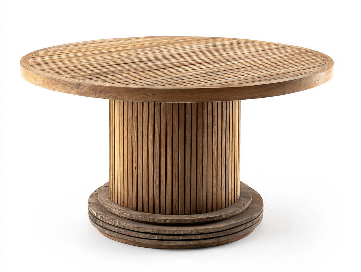 Tavolo da giardino-Legno-130x130x80 cm-Marrone chiaro-Stile naturale elegante