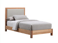 Letto singolo - Legno Tessuto - 210 x 110 x 120 cm - Rovere naturale-Grigio - Design moderno