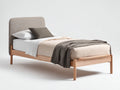 Letto singolo - Legno Tessuto - 210 x 110 x 105 cm - Rovere chiaro-Beige-Grigio - Design moderno