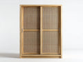 Armadio - Legno ingegnerizzato - Rattan - Metallo - 150x62x198 cm - Rovere naturale - Stile Japandi