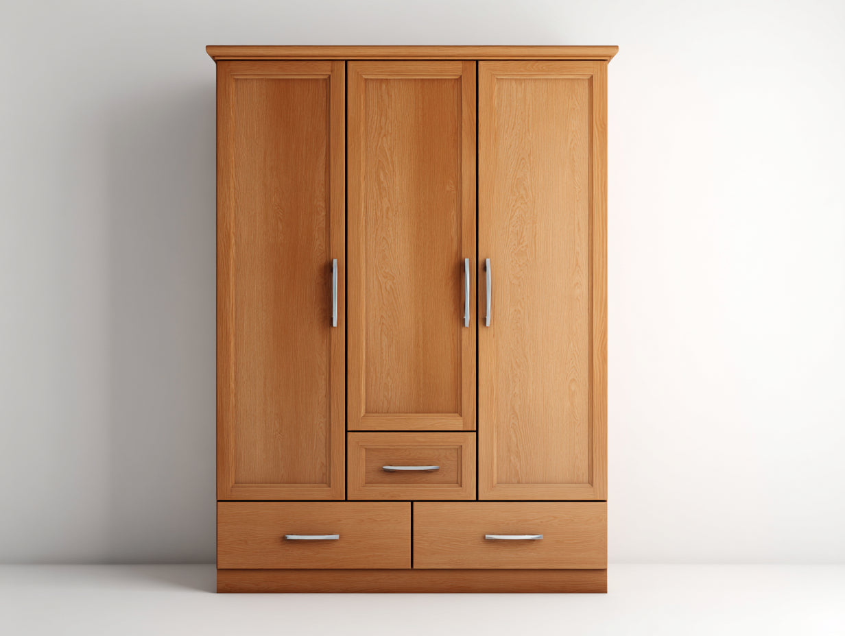 Armadio - Legno ingegnerizzato - Metallo - 132x56x194 cm - Rovere miele - Stile classico