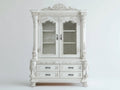 Librerie - Legno lavorato-Vetro-Metallo - 125 x 48 x 205 cm - Bianco - Stile barocco