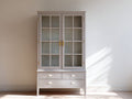 Librerie - Legno lavorato-Vetro-Metallo - 104 x 44 x 190 cm - Grigio tortora-Oro - Stile classico