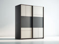 Armadio - Legno ingegnerizzato - Vetro - Metallo - 162x61x198 cm - Nero-Beige - Stile contemporaneo