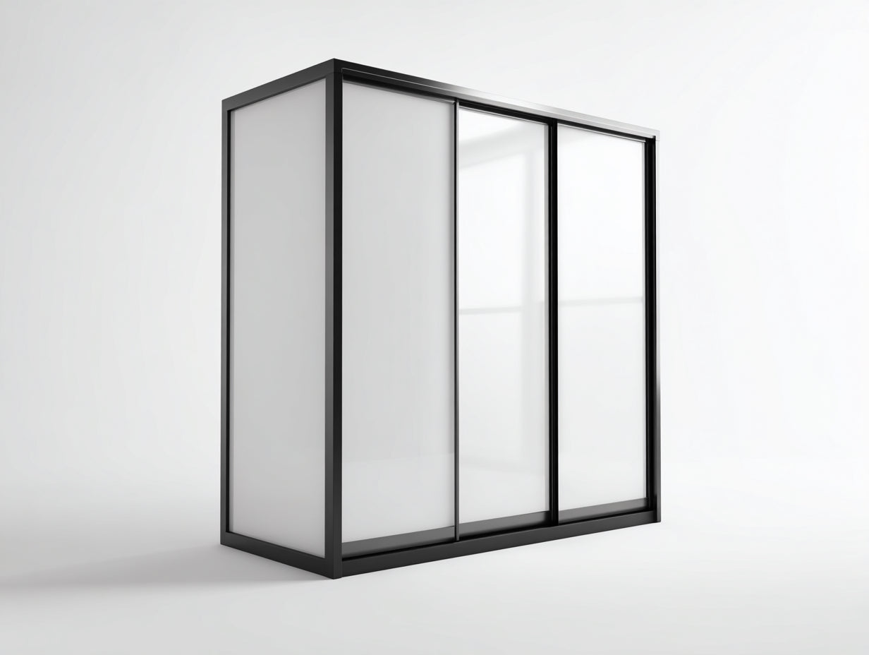Armadio - Legno ingegnerizzato - Vetro - Metallo - 218x64x212 cm - Nero-Bianco - Stile contemporaneo