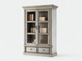 Librerie - Legno lavorato-Vetro-Metallo - 110 x 44 x 190 cm - Bianco antico-Grigio tortora - Stile rustico