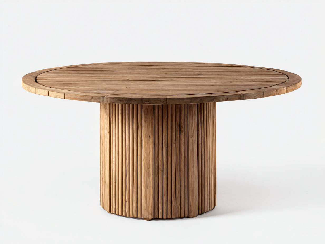 Tavolo da giardino-Legno-136x136x77 cm-Marrone naturale-Stile moderno naturale