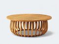 Tavolo da giardino-Legno-132x132x50 cm-Marrone dorato-Stile naturale moderno