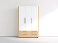 Armadio - Legno ingegnerizzato - Metallo - 145x58x198 cm - Bianco-Rovere chiaro - Stile moderno