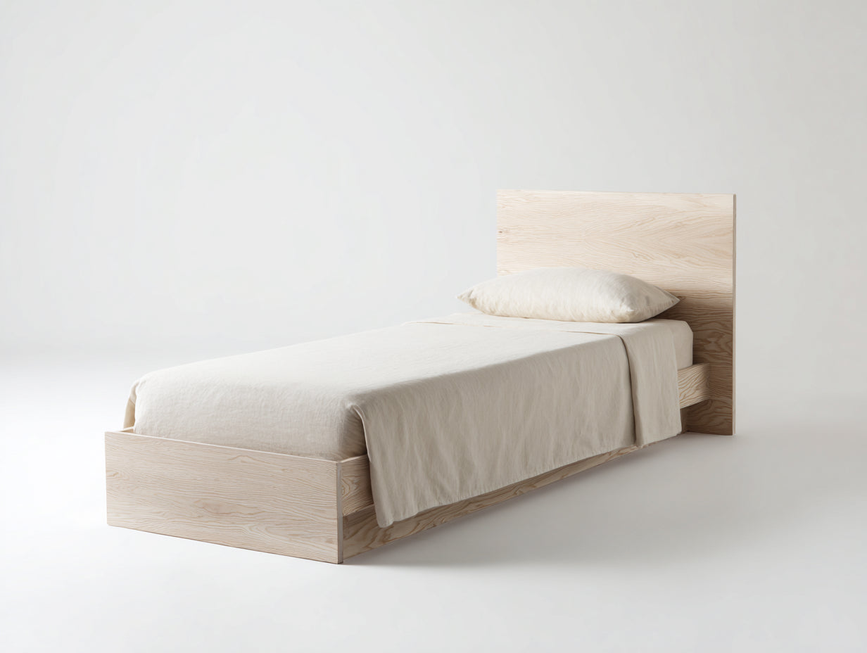 Letto singolo - Legno - 210 x 110 x 120 cm - Rovere chiaro - Design moderno