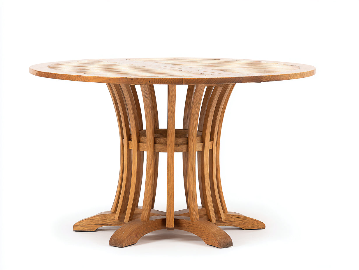 Tavolo da giardino - Legno - 138x138x76 cm - Marrone miele - Stile classico curvilineo