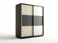 Armadio - Legno ingegnerizzato - Vetro - Metallo - 158x60x195 cm - Nero-Beige - Stile contemporaneo