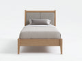Letto singolo - Legno Tessuto - 210 x 110 x 120 cm - Rovere chiaro-Grigio - Design moderno
