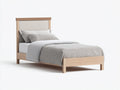 Letto singolo - Legno Tessuto - 210 x 110 x 120 cm - Rovere chiaro-Grigio - Design moderno