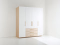 Armadio - Legno ingegnerizzato - Metallo - 210x60x205 cm - Bianco-Rovere chiaro - Stile moderno